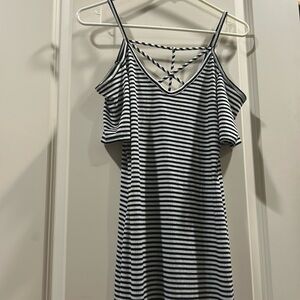 Anthropologie Caution To The Wind striped spaghetti cold shoulder maxi dress